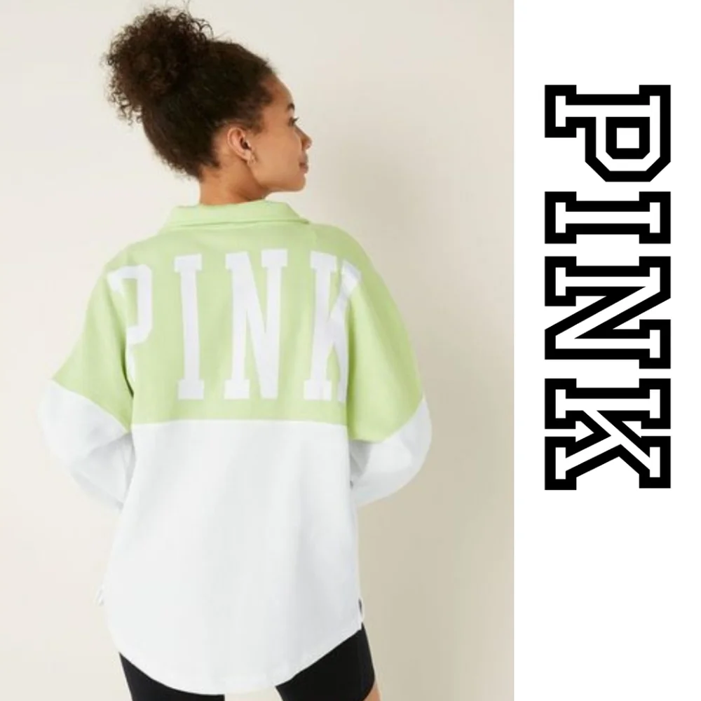 Victoria's Secret Pink - Half Zip Varsity Oversized Sweater - Medium - Picture 3 of 5